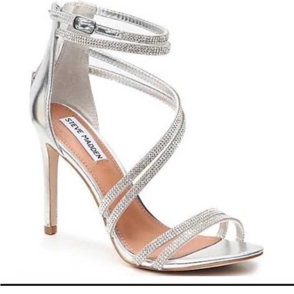 Steve Madden 9.5 silver rhinestone formal dress heels